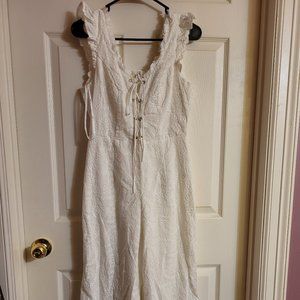 Lulu's Morning Glory Eyelet Jumpsuit in White, Small